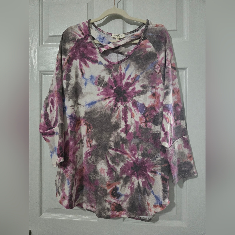 Sweet Lovely Women's Tie-Dye Top - Purple and Gray NWT